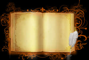 Vintage Open Book Quill Pen Background PNG image with transparent background