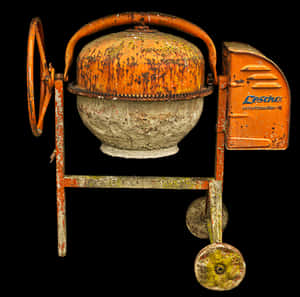 Vintage Orange Concrete Mixer PNG image with transparent background