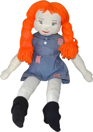 Vintage Orange Haired Rag Doll PNG Image