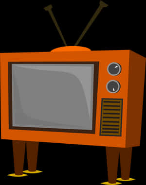 Vintage Orange T V Cartoon PNG image with transparent background