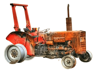 Vintage Orange Tractor PNG