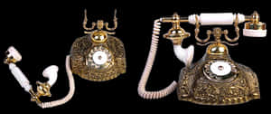 Vintage Ornate Telephone Set PNG image with transparent background