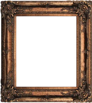 Vintage Ornate Wooden Photo Frame PNG Image