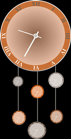 Vintage Pendulum Wall Clock Illustration PNG image with transparent background