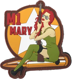 Vintage_ Pinup_ M1_ Mary_with_ Rifle PNG Image