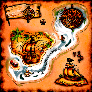 Vintage Pirate Treasure Map PNG 06242024 PNG