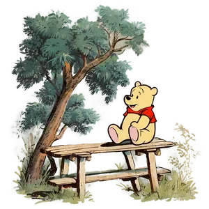 Vintage Pooh Bear Scene Png 06292024 PNG Image