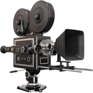 Vintage Professional Movie Camera PNG Image