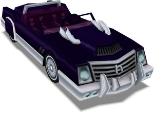 Vintage Purple Convertible3 D Model PNG Image