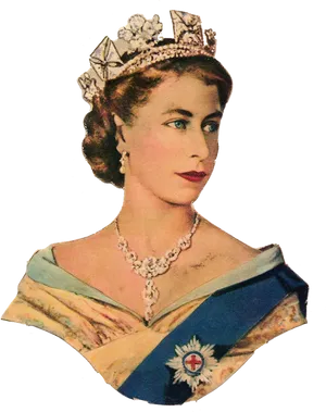 Vintage Queen Portrait PNG Image