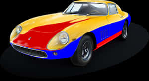 Vintage Racing Car Illustration PNG with transparent background