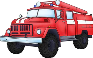 Vintage Red Fire Truck Illustration PNG Image