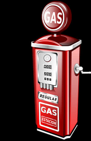 Vintage Red Gas Pump Illustration PNG image with transparent background
