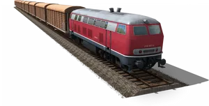 Vintage Red Locomotiveon Tracks PNG Image