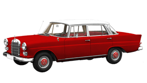 Vintage Red Mercedes Benz Side View PNG image with transparent background
