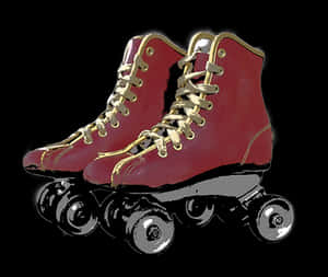 Vintage Red Roller Skates PNG image with transparent background