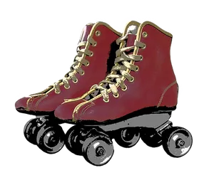Vintage Red Roller Skates PNG Image
