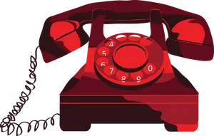 Vintage Red Rotary Phone PNG Image