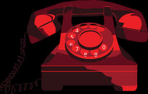 Vintage Red Rotary Phone Illustration PNG image with transparent background