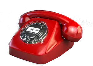 Vintage Red Rotary Phone PNG Image