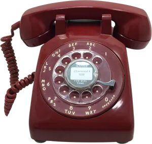 Vintage Red Rotary Telephone.png PNG Image