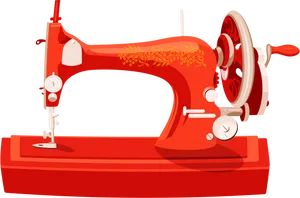 Vintage Red Sewing Machine Illustration PNG Image