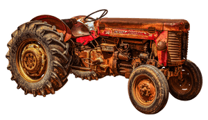 Vintage Red Tractor Isolated PNG
