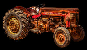 Vintage Red Tractor Isolated PNG image with transparent background