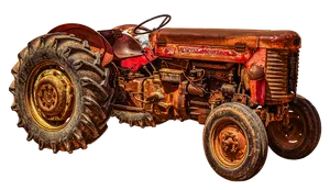 Vintage Red Tractor Isolated PNG Image