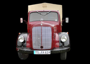 Vintage Red Truck Front View PNG image with transparent background