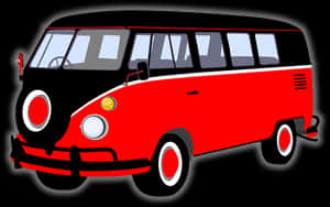 Vintage Redand Black Bus Illustration PNG image with transparent background