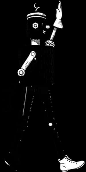 Vintage Robot Silhouette PNG with transparent background