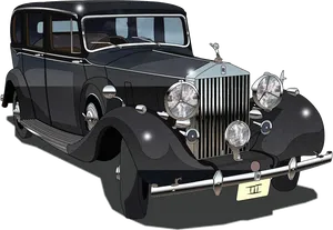 Vintage Rolls Royce Classic Car Illustration PNG Image