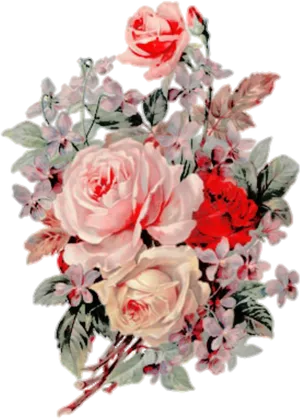 Vintage Rose Bouquet Graphic PNG Image