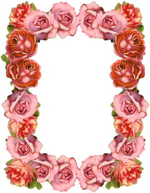 Vintage Rose Floral Border PNG Image