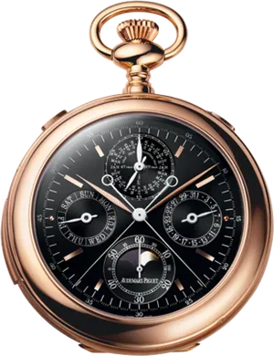 Vintage Rose Gold Pocket Watch PNG Image