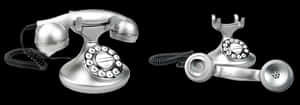 Vintage Rotary Phonesin Blackand White PNG with transparent background