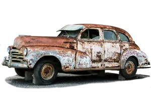 Vintage Rusty Car Black Background PNG Image