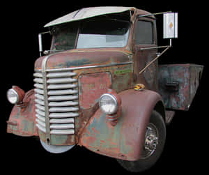 Vintage Rusty Truck Front View PNG image with transparent background