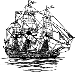 Ship, Boat, Pirate, Clipper, Sail, Nautical, Yacht - Black And White Ships, HD Png Download PNG image with transparent background