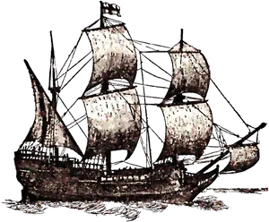 Vintage Sailing Ship Illustration PNG Image