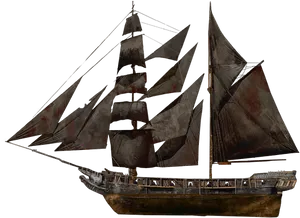 Vintage Sailing Ship Transparent Background PNG Image