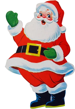 Vintage Santa Claus Waving PNG Image