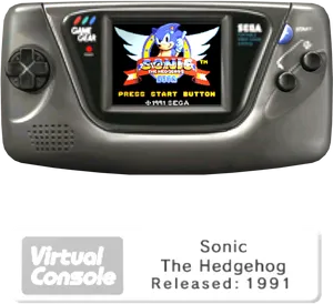 Vintage Sega Game Gear Sonic The Hedgehog PNG Image