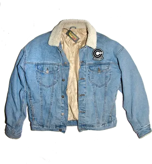 Vintage Sherpa Lined Denim Jacket PNG Image