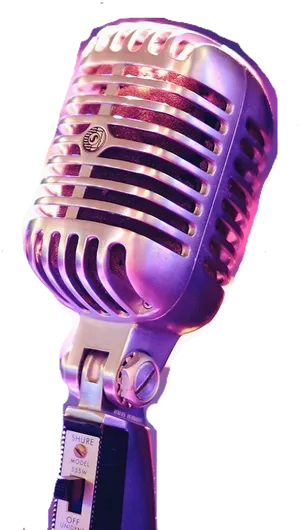 Vintage Shure Microphone Purple Hue PNG Image