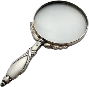 Vintage Silver Magnifying Glass PNG Image