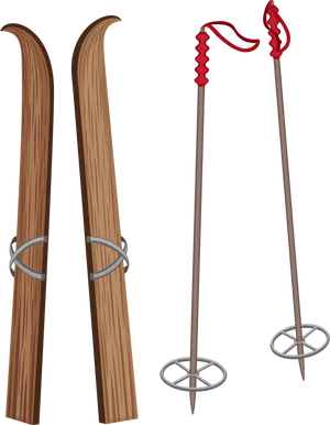 Vintage Ski Equipment Illustration PNG Image