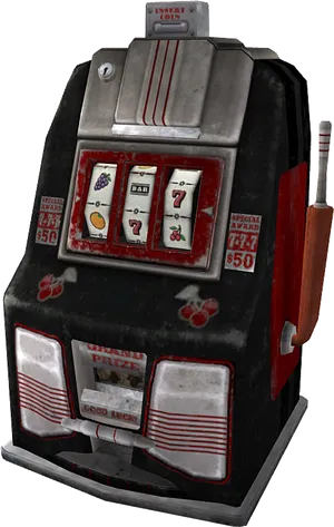 Vintage Slot Machine3 D Model PNG Image