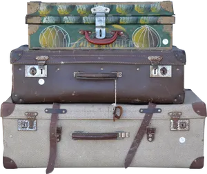 Vintage Stacked Suitcases PNG Image